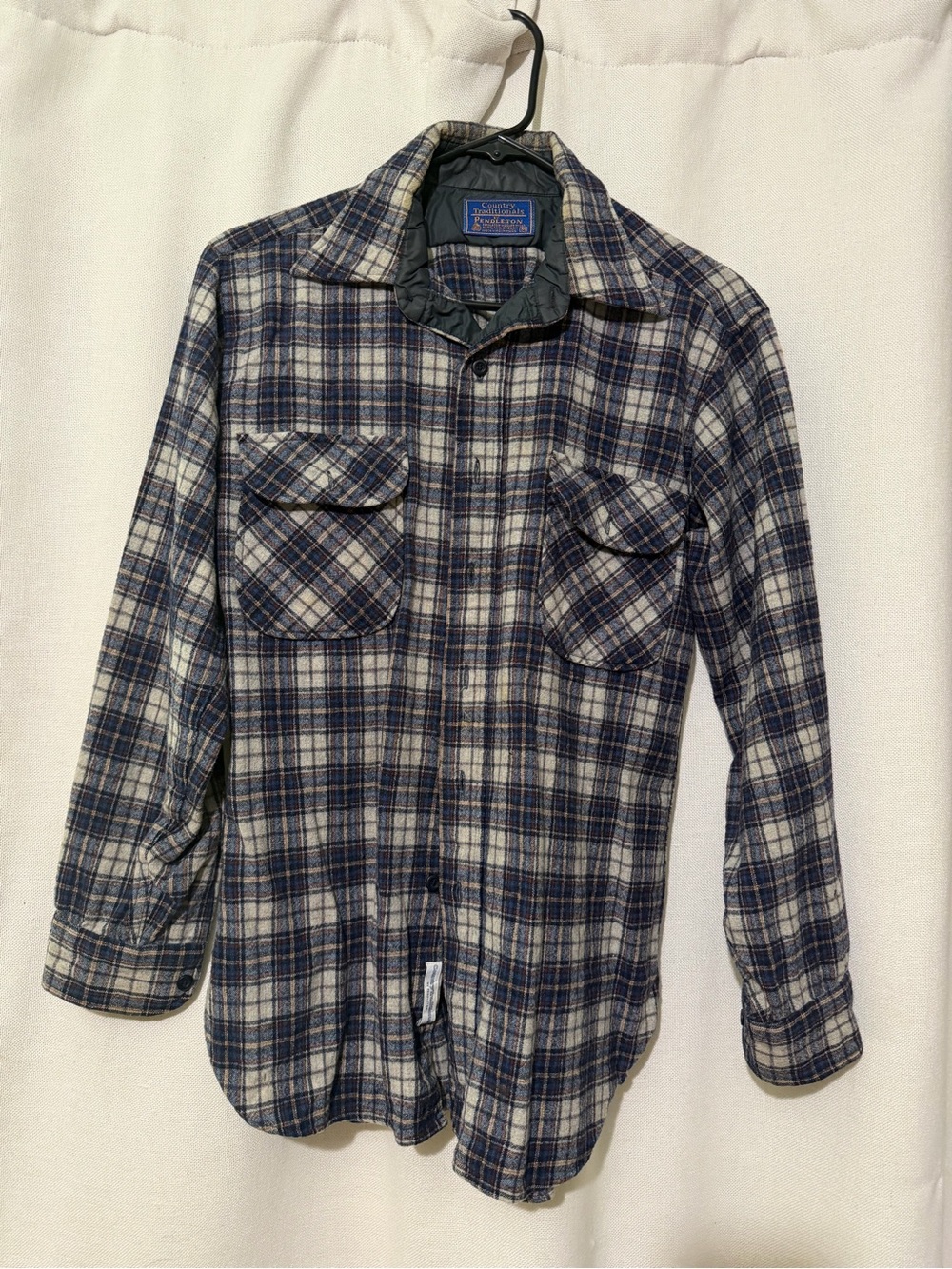 Pendleton Navy & White Plaid Wool Flannel Shirt